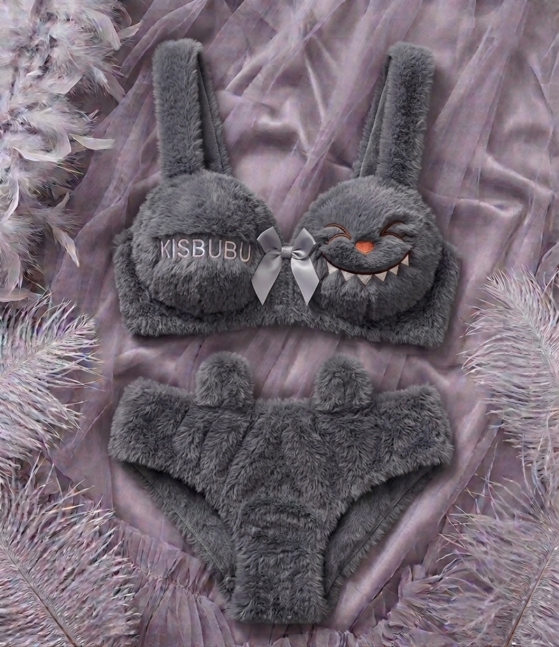 CUDDLY BEAR FUR MATCHING BRA & PANTY SET